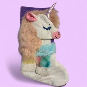 Unicorn Christmas Stocking with Rainbow Mane